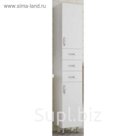 Пенал Sun&Aqua "Сити 30", 2 двери, 3 ящика, цвет белый