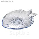 Тарелка из закаленного стекла 19,6х16 см Marine, цвет голубой прозрачный