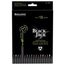 Карандаши цветные BRAUBERG «Black Jack», 18 цв., трехгранные, черное дерево