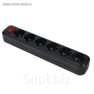 Колодка розеточная TDM, 6 гнезд, с З/К, с выкл. 16 А, 250 В, черная, SQ1806-0140