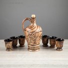 Штоф с рюмками "Корзинка" коричневый шамот, 7 предметов, 0,7 л