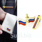 Набор мужской "Флаг РФ", запонки + зажим для галстука
