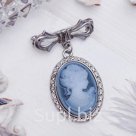 Брошь Камея орден цвет серый в черненом серебре