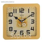 Часы настенные квадратные "Астры", 33 × 33 см, рама под светлое дерево