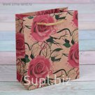 Пакет крафт "Розы", 12 х 15,5 х 5,5 см