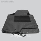 Коврики в салон для Nissan Patrol IV 2010-н.в. (2 ряда, перемычк), 5 шт., текстиль "Robust-Lux", сер