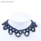 Колье "Сюзанна" жемчужина, цвет сине-антрацитовый