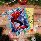Фреска-открытка "Яркого Нового года!" Человек-паук + 9 цветов песка по 2 гр, блестки 2 гр,стэка 23