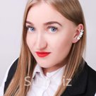 Серьга Каффа сердечки цвет белый в серебре
