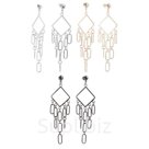 Серьги висячие Ромбы с цепочками цвет МИКС