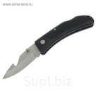 Нож перочинный лезвие drop-point с крюком 8см, рукоять с насечками черная пластик 20см