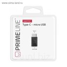 Адаптер Prime Line (7300), micro USB -Type C, черный