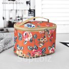 Косметичка-сундук "Цветение", отдел на молнии, зеркало, цвет оранжевый/цветы