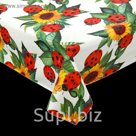 Клеенка столовая с пвх покрытием на нетканой основе "Божья коровка", рулон 25 м, цвет красный