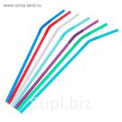 Набор трубочек для коктейлей, 6х270 мм, "Доляна", с длинной гофрой, цветные, 20 шт в упаковке