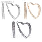Серьги-кольца "Сердце", цвет МИКС, d=4,4см
