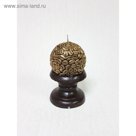 Свеча "Ручная работа" шар "Кофейное зерно" 6*6,5см золотая  на подставке