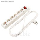 Удлинитель Uniel серии General purpose, шнур 3 м, 6 гнезд, з/к, выкл., белый, S-GCP6-3B