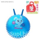 Мяч прыгун с рожками массажный "Зайка" d=55 см, 420 гр, цвета микс