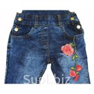 Комбинезон джинсовый с вышивкой " птичка в цветах"