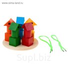 Пирамидка логическая "Башенки цветные" со шнуровкой