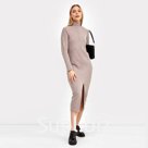 Платье миди женское, кофейное меланж, размер 48