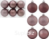 Christmas tree balls, 6 pcs, 6 cm in diameter, dark pink