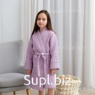 Халат вафельный детский Крошка Я "Boho" размер 34 (122-128 см) цвет сиреневый, 100% хлопок 290 г/м2