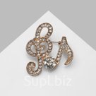 Брошь «Ноты», белая в золоте