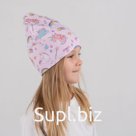 Шапочка для девочки, цвет розовый/единороги, размер 46-50