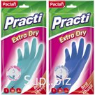 Перчатки резиновые Paclan "Practi Extra Dry", р.M, цвет микс, пакет с европодвесом
