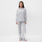 Пижама женская (рубашка, брюки) KAFTAN Basic, размер 52-54, серо-голубая