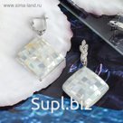 Серьги "Ракушка" ромб, цвет серый