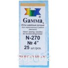 Иглы для шитья ручные Gamma N-270, 10см, 25шт. в конверте