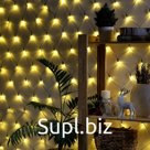 Гирлянда «Сеть» 1.6 × 1.6 м, IP20, тёмная нить, 144 LED, свечение тёплое белое, 8 режимов, 220 В