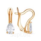 Серьги «Капля» малая, позолота, цвет белый