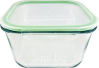 Glass container 2200ml 18.7x18.7x11.2cm with plastic lid