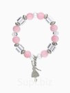 Браслет ассорти «Бусинка» балерина, розовый в серебре, №8