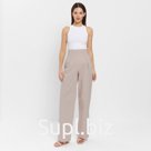 Брюки женские хлопковые MINAKU: Enjoy, серо-розовые, размер 48