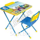 Комплект складной стул и стол подходит для кормления, игр и обучения. Поверхность столешницы ламинированная с нанесением ярких познавательных рисунков с героям…