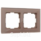 Рамка W0021142, 2 розетки Favorit, латте, стекло