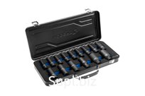 HOEGERT Набор ударных глубоких шестигранных головок 1/2", 15 шт. в кейсе, CrMo