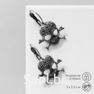 Серьги металл «Череп» в кругах, цвет чернёное серебро