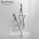 Серьги со стразами XUPING крест большой, цвет белый в серебре