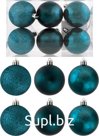 Christmas tree balls, 6 pcs, 6 cm in diameter, midnight blue