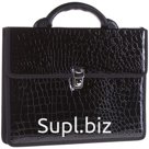 Портфель OfficeSpace "Milan" лак анаконда, кожзам, черный, 2 отделения, метал. замок