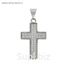 Подвеска "Крестик" мелкая россыпь, цвет белый в серебре