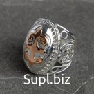 Кольцо посеребрение "Овал" резной, размер МИКС