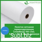 Полотно нетканое термоскрепленное (спанбонд) 100 г/м2, 3,2 м × 100 м, белое премиум