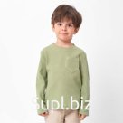 Лонгслив детский с карманом KAFTAN Basic line, размер 32 (110-116 см), хаки